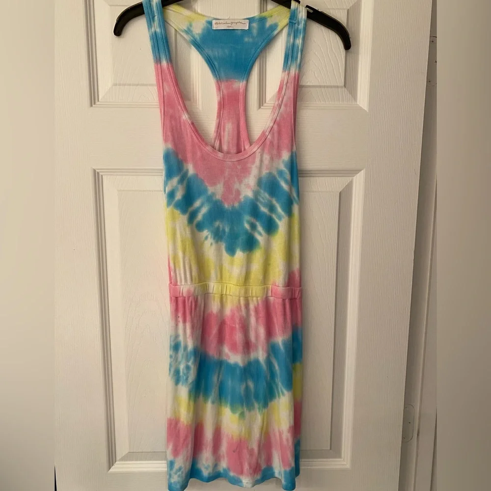 Spiritual Gangster Tie Dye Women’s Blue Pink & Yellow Mini Dress Size Small - Picture 3 of 7
